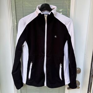 Lauren Ralph Lauren Women's Active Full Zip Jacket Black/White, Large